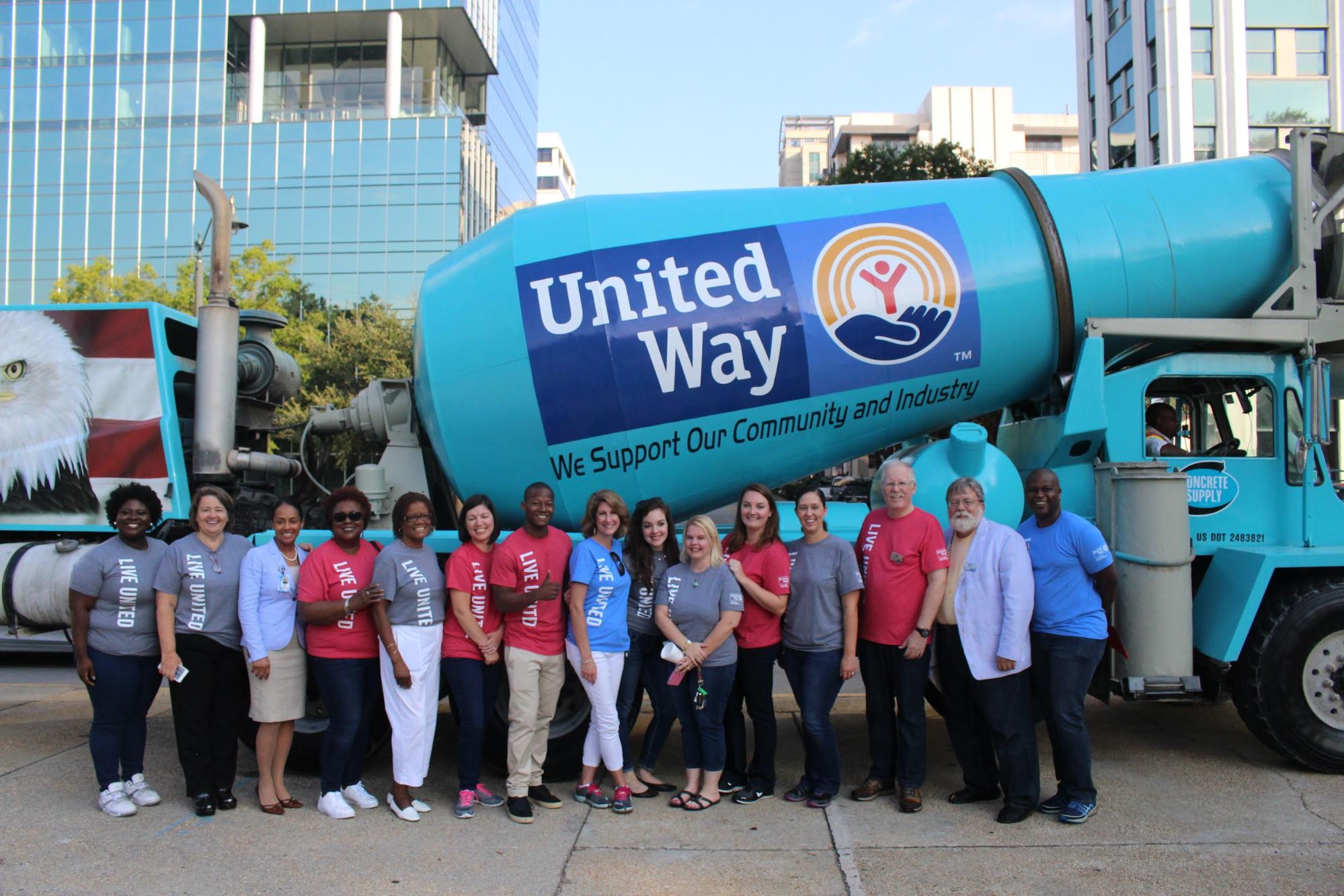 concrete supply truck wrapped for community group United Way